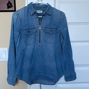 Madewell Half Zip Denim Shirt